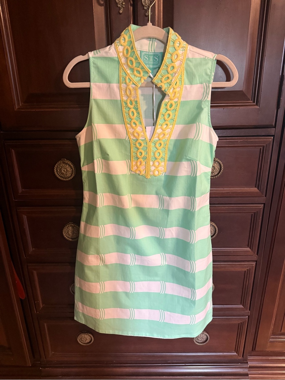 STS Sail To Sable seafoam bambo print dress small